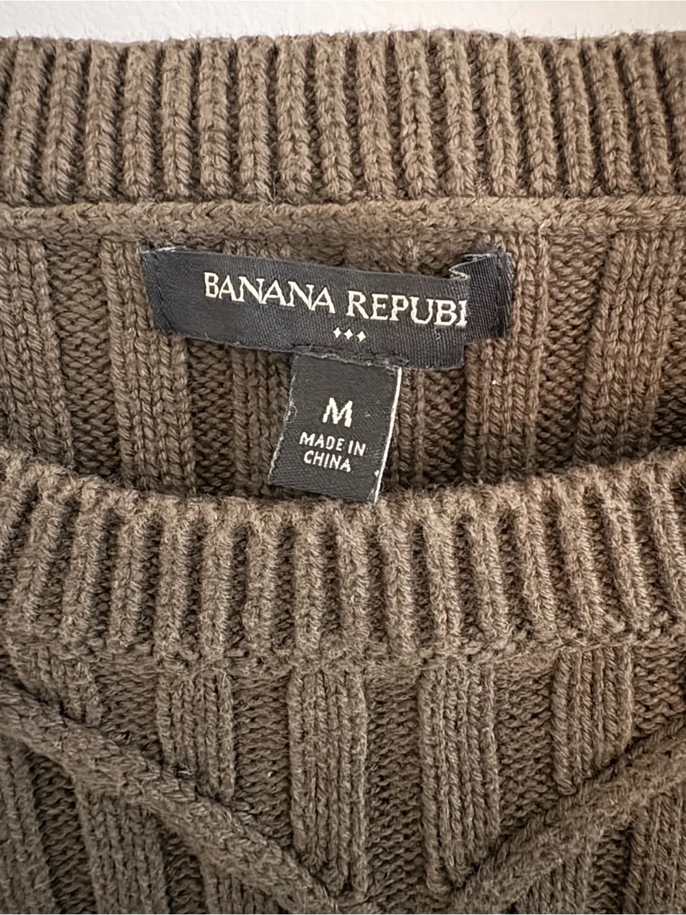 Banana Republic Olive Cable Crewneck Sweater 100% Cotton
